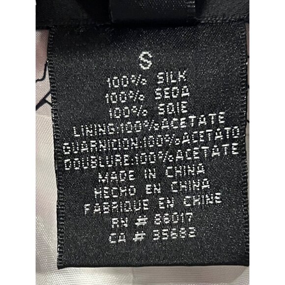 Bebe White Pink Rose Silk Dress Size Small S Shift Romantic Sleeveless EUC - Picture 10 of 11